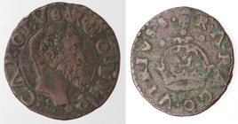 Importante Collezione del Vicereame. I° parte. Napoli. Carlo V. 1516-1554. Due Cavalli con corona. V su R. Ae. P.R.45a. Peso gr. 3,40. Diametro mm. 22...
