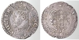 Importante Collezione del Vicereame. I° parte. Napoli. Filippo II principe. 1554-1556. Tarì. Ag. P.R. 8. Peso gr. 5,90. Diametro mm. 27. qSPL. RR.