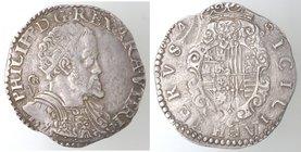 Importante Collezione del Vicereame. I° parte. Napoli. Filippo II. 1556-1598. Mezzo Ducato 1575. Ag. P.R. 19. Peso gr. 14,86. Diametro mm. 35. BB+. R....