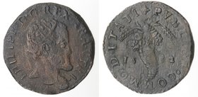 Importante Collezione del Vicereame. I° parte. Napoli. Filippo II. 1556-1598. Tornese 1582. Ae. P.R. 62. Peso gr. 7,03. Diametro mm. 27,50. qBB. Patin...