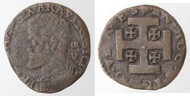 Importante Collezione del Vicereame. I° parte. Napoli. Filippo II. 1556-1598. Tre Cavalli 1572. Ae. P.R.91. Peso gr. 4,04. Diametro mm. 22. MB+/BB. RR...