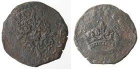 Importante Collezione del Vicereame. I° parte. Napoli. Filippo III. 1598-1621. Due Cavalli. Ae. P.R. 71. Peso gr. 1,95. Diametro mm. 18,50. BB. Patina...