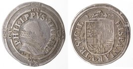 Importante Collezione del Vicereame. I° parte. Napoli. Filippo IV. 1621-1665. Carlino 1624. Ag. P.R. 40. Peso gr. 2,89. Diametro mm. 21,50. BB. Patina...