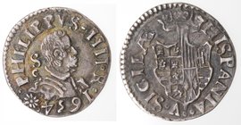 Importante Collezione del Vicereame. I° parte. Napoli. Filippo IV. 1621-1665. Carlino 1634. Ag. P.R. 43b. Peso gr. 2,51. Diametro mm. 19. SPL+. Patina...