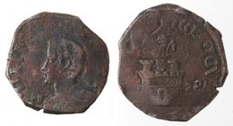 Importante Collezione del Vicereame. I° parte. Napoli. Filippo IV. 1621-1665. 9 Cavalli 1628. Ae. P.R. 82. Peso gr. 6,28. Diametro mm. 25. Schiacciatu...