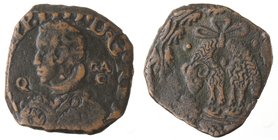Importante Collezione del Vicereame. I° parte. Napoli. Filippo IV. 1621-1665. Tornese. Ae. P.R. 95. Peso gr. 5,53. Diametro mm. 23. qSPL. Patina.
