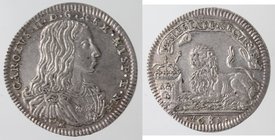 Importante Collezione del Vicereame. I° parte. Napoli. Carlo II. 1674-1700. Carlino 1685. Ag. Magliocca 35. Peso gr. 2,86. Diametro mm. 24. FDC. Fondi...