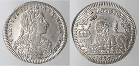 Importante Collezione del Vicereame. I° parte. Napoli. Carlo II. 1674-1700. Carlino 1686. Ag. Magliocca 36. Peso gr. 2,81. Diametro mm. 23,50. FDC. Fo...