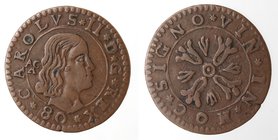 Importante Collezione del Vicereame. I° parte. Napoli. Carlo II. 1674-1700. Tre Cavalli 1680. Ae. Magliocca 68. Peso gr. 1,68. Diametro mm. 20. qSPL. ...