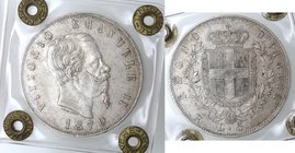 Casa Savoia. Vittorio Emanuele II. 1861-1878. 5 lire 1870 Roma. Ag. Gig. 41. BB-SPL/qSPL. Perizia Emilio Tevere. R.
