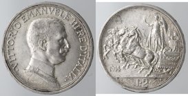 Casa Savoia. Vittorio Emanuele III. 1900-1943. 2 Lire 1914 Quadriga briosa. Ag. Gig. 101. qFDC. 