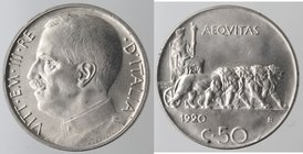 Casa Savoia. Vittorio Emanuele III. 1900-1943. 50 centesimi 1920 Leone. Bordo liscio. Ni. Gig. 164. SPL+.