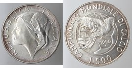 Repubblica Italiana. 500 lire Italia 90 1990. Ag. Gig. 441. qFDC. Senza confezione della zecca.