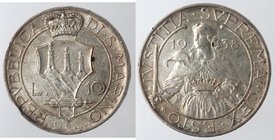 San Marino. Vecchia monetazione. 1864-1938. 10 lire 1938. Ag. Gig. 16. qSPL. R.
