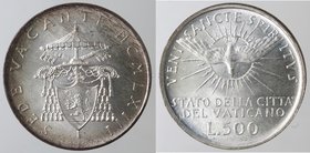 Vaticano. Sede Vacante 1963. 500 lire. Ag. Gig. 275. FDC. Senza confezione.