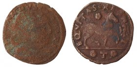 Zecche Italiane. L'Aquila. Ferdinando I d'Aragona. 1458-1494. Cavallo aquila davanti la zampa. Ae. qMB/qBB.