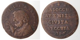 Zecche Italiane. Civitavecchia. Pio VI. Sanpietrino 1796. Ae. qBB. NC.