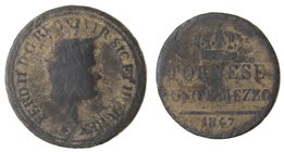 Zecche Italiane. Napoli. Ferdinando II. 1 Tornese e mezzo 1847. Ae. qMB. R.