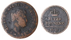 Zecche Italiane. Napoli. Ferdinando II. Mezzo Tornese 1832. Ae. qMB.