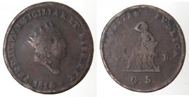 Zecche Italiane. Palermo. Ferdinando III. 1759-1816. 5 Grani 1815. Ae. MB. NC.