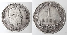 Casa Savoia. Vittorio Emanuele II. Lira 1863 Valore Milano. Ag. MB-qBB.