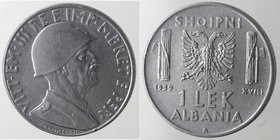 Casa Savoia. Vittorio Emanuele III. Albania. 1 lek. 1939. Magnetica. Ni. qSPL.