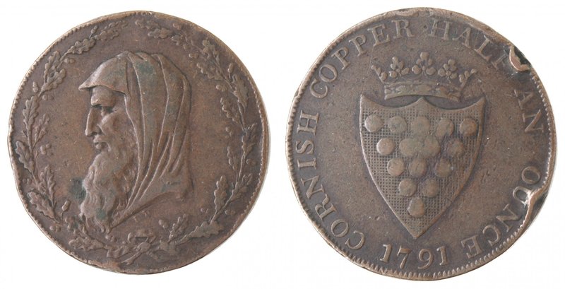 Monete Estere. Gran Bretagna. Cornish. Halfpenny Token. 1791. Ae. MB+. Colpi al ...