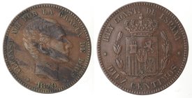 Monete Estere. Spagna. Alfonso XII. 10 Centesimi 1879 OM. Ae. BB.