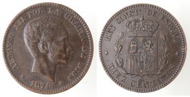 Monete Estere. Spagna. Alfonso XII. 10 Centesimi 1879 OM. Ae. BB+.
