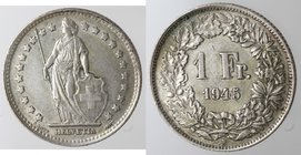 Monete Estere. Svizzera. 1 Franco 1945. Ag. BB.