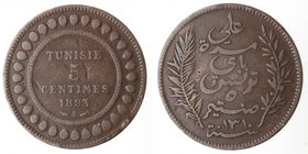 Monete Estere. Tunisia. 5 Centimes 1893. Ae. qBB.