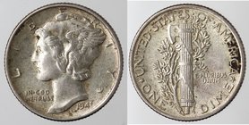 Monete Estere. Usa. 10 Cents 1941 Mercurio. Ag. BB+.