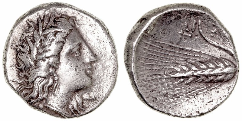 Lucania
Estátera. AR. (290-280 a.C.). Metaponto. A/Cabeza de Perséfone a der. R...