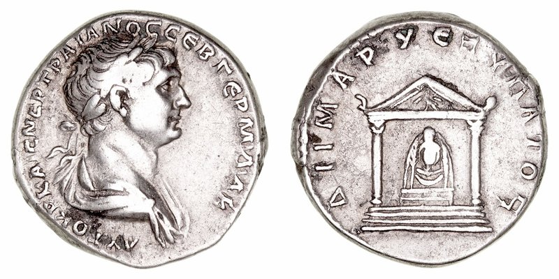 Trajano
Tridracma. AR. Capadocia, Cesarea. (98-117). A/Busto de Trajano a derec...
