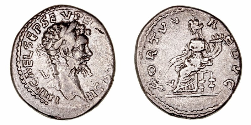 Septimio Severo
Denario. AR. Siria, Emessa. (193-211). R/FORTVN. REDUC. Fortuna...