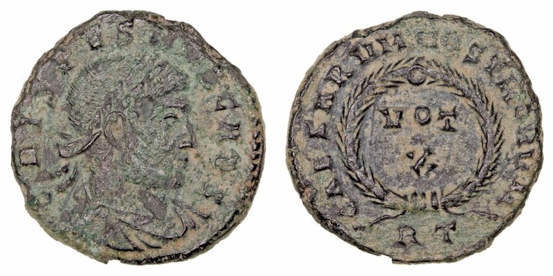 Crispo
Follis. AE. Roma. (317-326). R/Corona de laurel, dentro VOT X, alrededor...