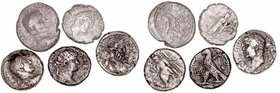 Lotes de Conjunto
Tetradracma. VE. Lote de 5 monedas. Nerón, Adriano, Antonino Pío. Interesante lote. BC a RC.