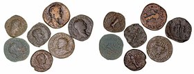 Lotes de Conjunto
Sestercio. AE. Lote de 7 monedas. Cinco de ellas son sestercios y dos greco imperiales. BC+ a BC-.