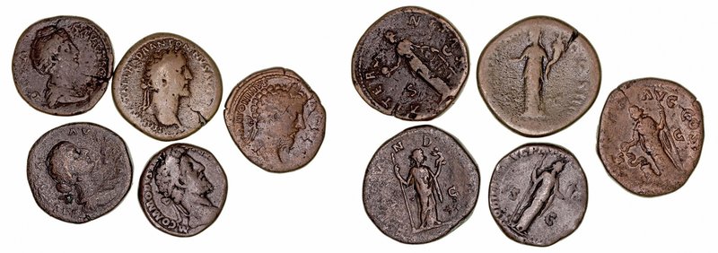 Lotes de Conjunto
Sestercio. AE. Lote de 5 monedas. Antonino Pío, Faustina, M. ...