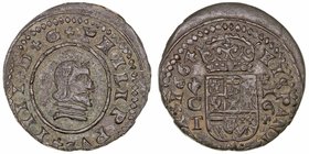 Felipe IV
16 Maravedís. AE. Córdoba T. 1664. 4.81g. Cal.1286. MBC.