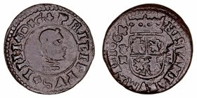 Felipe IV
8 Maravedís. AE. Coruña R. 1664. 2.08g. Cal.1054. MBC-.
