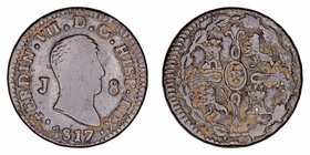 Fernando VII
8 Maravedís. AE. Jubia. 1817. 9.45g. Cal.1550. BC.