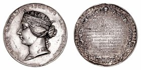 Isabel II
Medalla. AE. 1859. Guerra contra Marruecos, cesión de la joyas de la Reina. Grabadores Gerbier y Massonet. Golpes y rayas. 71.30g. 57.00mm....