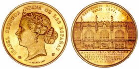 Isabel II
Medalla. AE. 1867. Exposición Universal de París. Grabador Borrel. Bronce dorado. 52.16g. 50.00mm. EBC-.