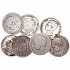 Alfonso XIII
Peseta. AR. Lote de 7 monedas. 1894, 1896, 1899, 1900 (2) y 1903 (2). MBC- a RC.