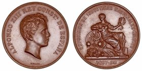 Alfonso XIII
Medalla. AE. Madrid. 1897-98. Exposición de Industrias Nacionales. Grabador B. Maura. Muy bonita pieza. 62.15g. 50.00mm. Vives lám. XLIV...