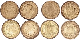 Estado Español
Peseta. AE. Lote de 4 monedas. 1953 *63, 1963 *64, *65, *67 (acuñación floja de estrella). SC- a EBC.