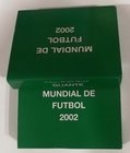 Juan Carlos I
10 Euro. AR. 2002. Serie de 2 monedas. Mundial Fútbol 2002 (Pelota y Guante). En estuche original, encapsulado y con certificado. PROOF...