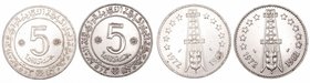 Argelia 
5 Dinars. AR. 1972. Lote 2 monedas. Una en plata o otra en cuproníquel. KM.105-. MBC+ a MBC.