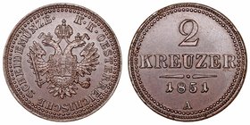 Austria 
2 Kreuzer. AE. 1851 A. 10.60g. KM.2189. MBC+.